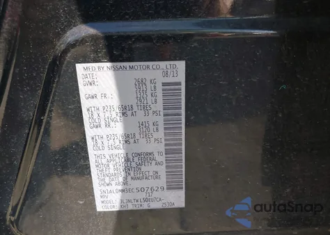 2014 Infiniti Qx60 из США, поврежденный, VIN 5N1AL0MM3EC507629